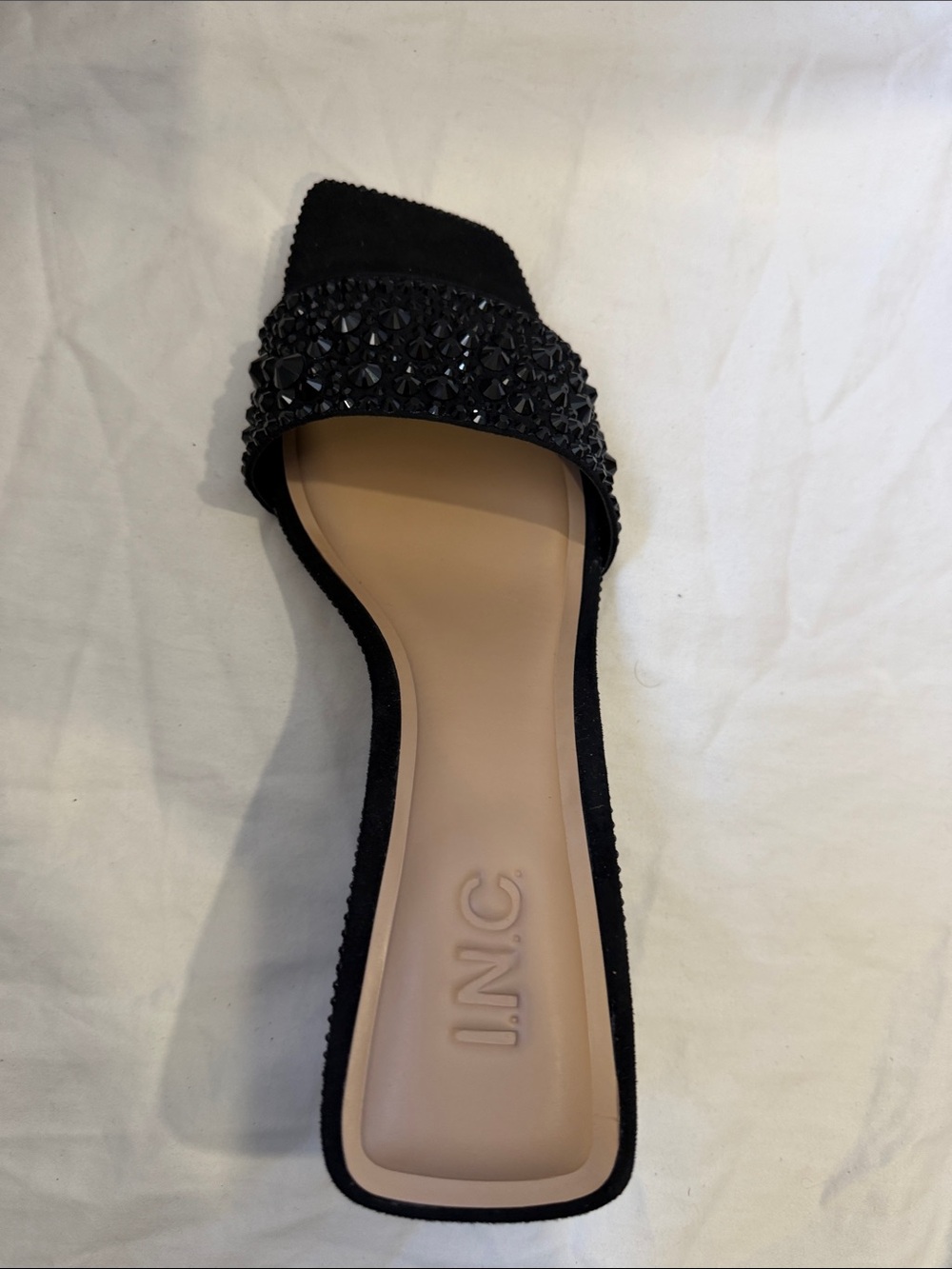 INC International Concepts Black Jeweled Slide Mule